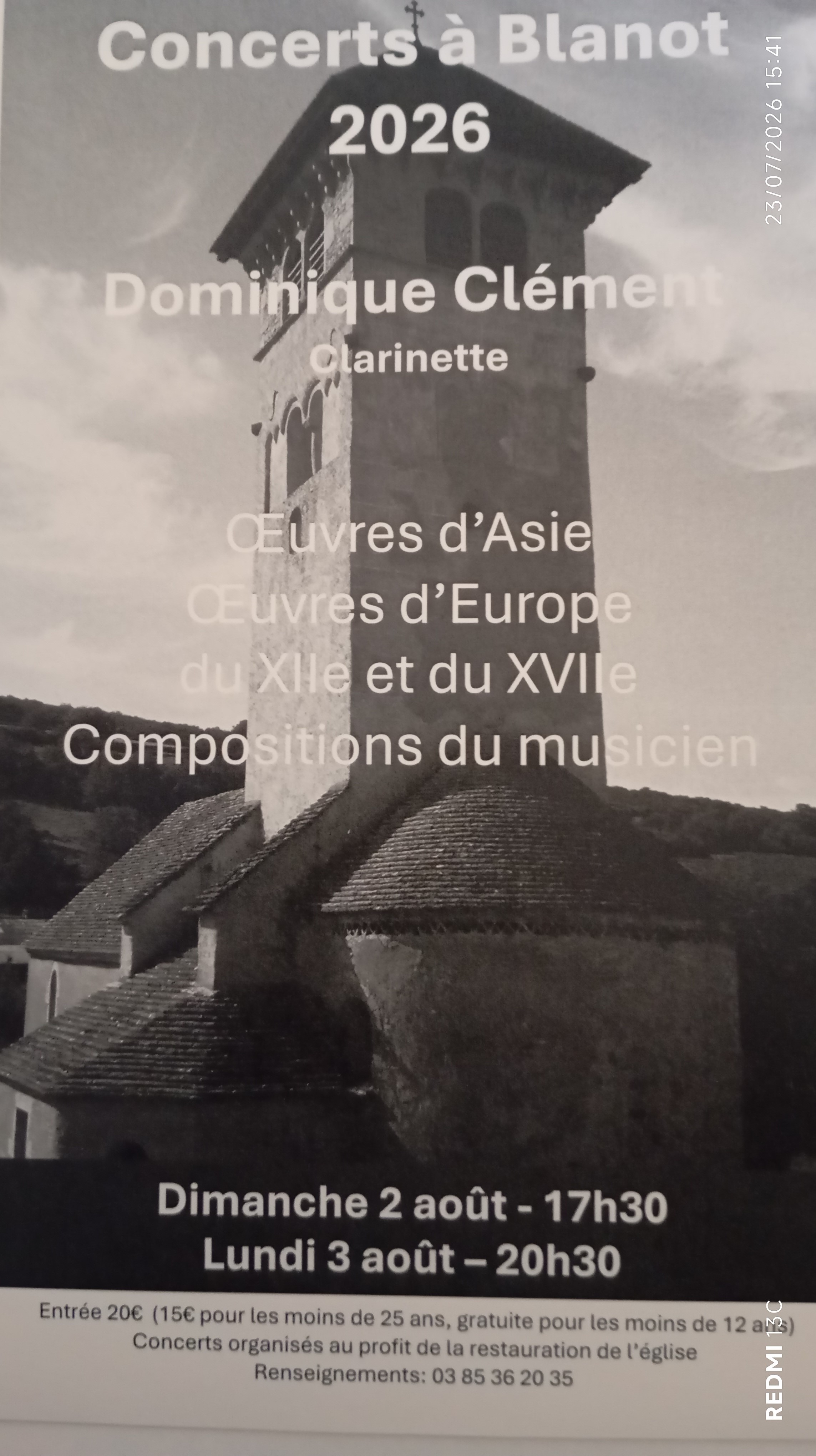 Concert à l'église de Blanot