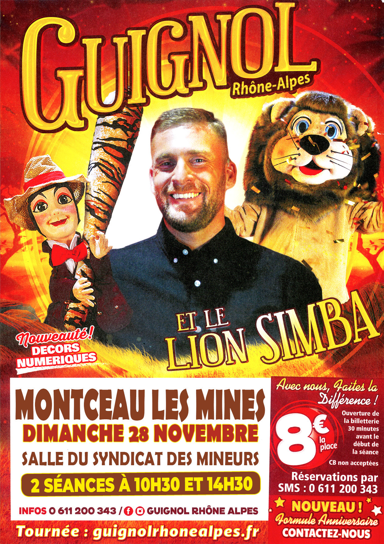 Affiche Guignol et le lion Simba, Montceau-les-Mines