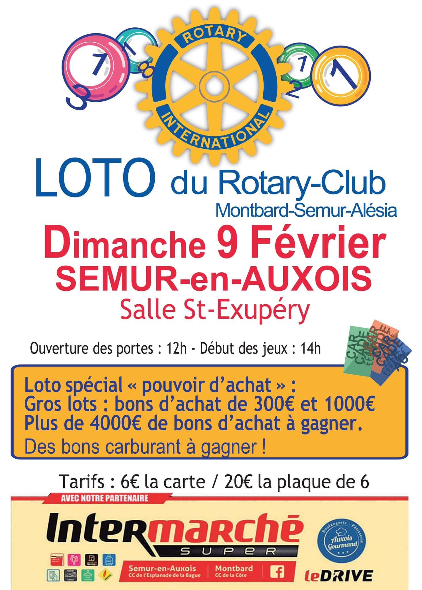 Loto du Rotary Montbard Semur Alesia le 09/02 à Semur en Auxois