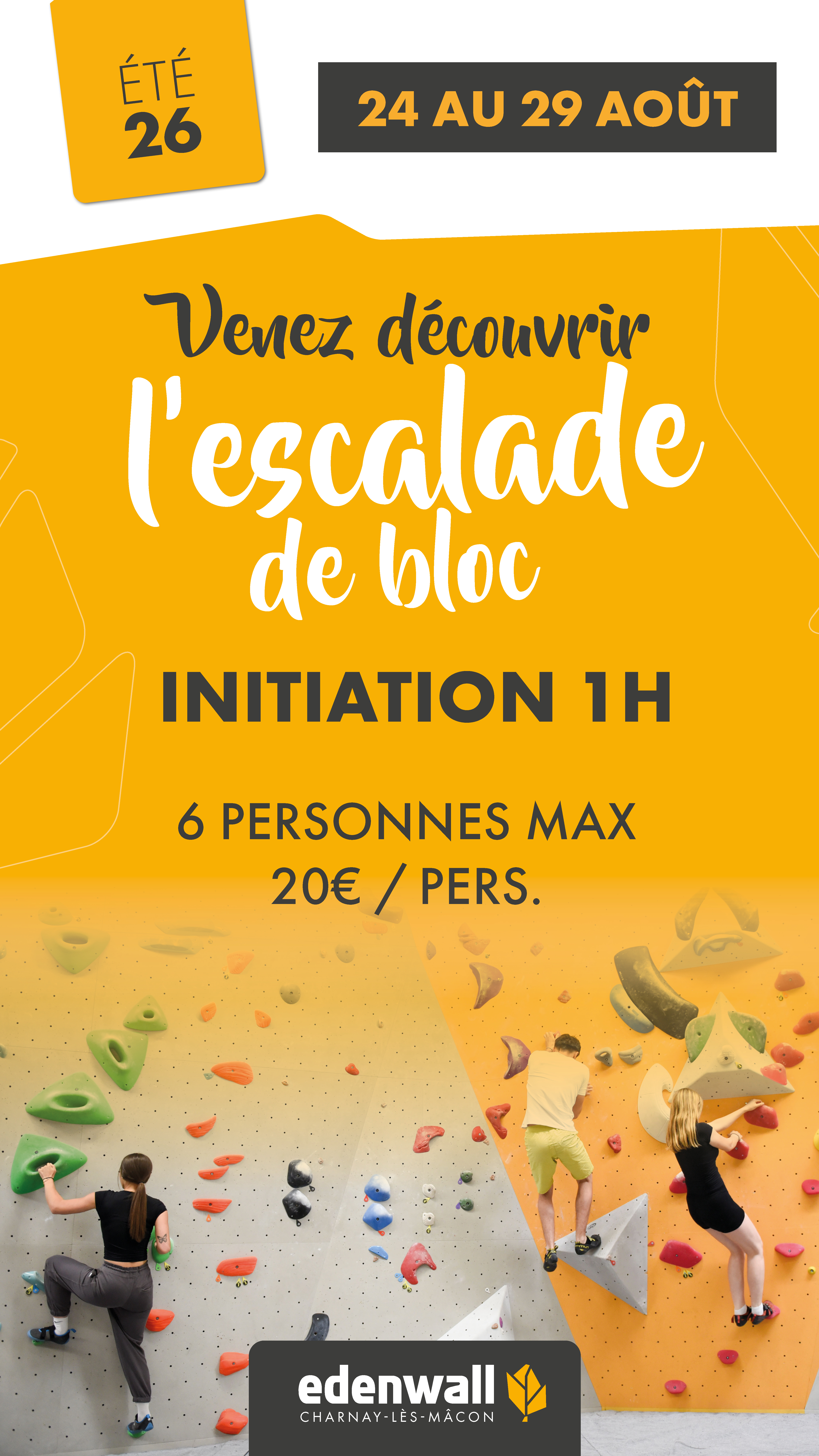Initiation à l’escalade de bloc chez Edenwall