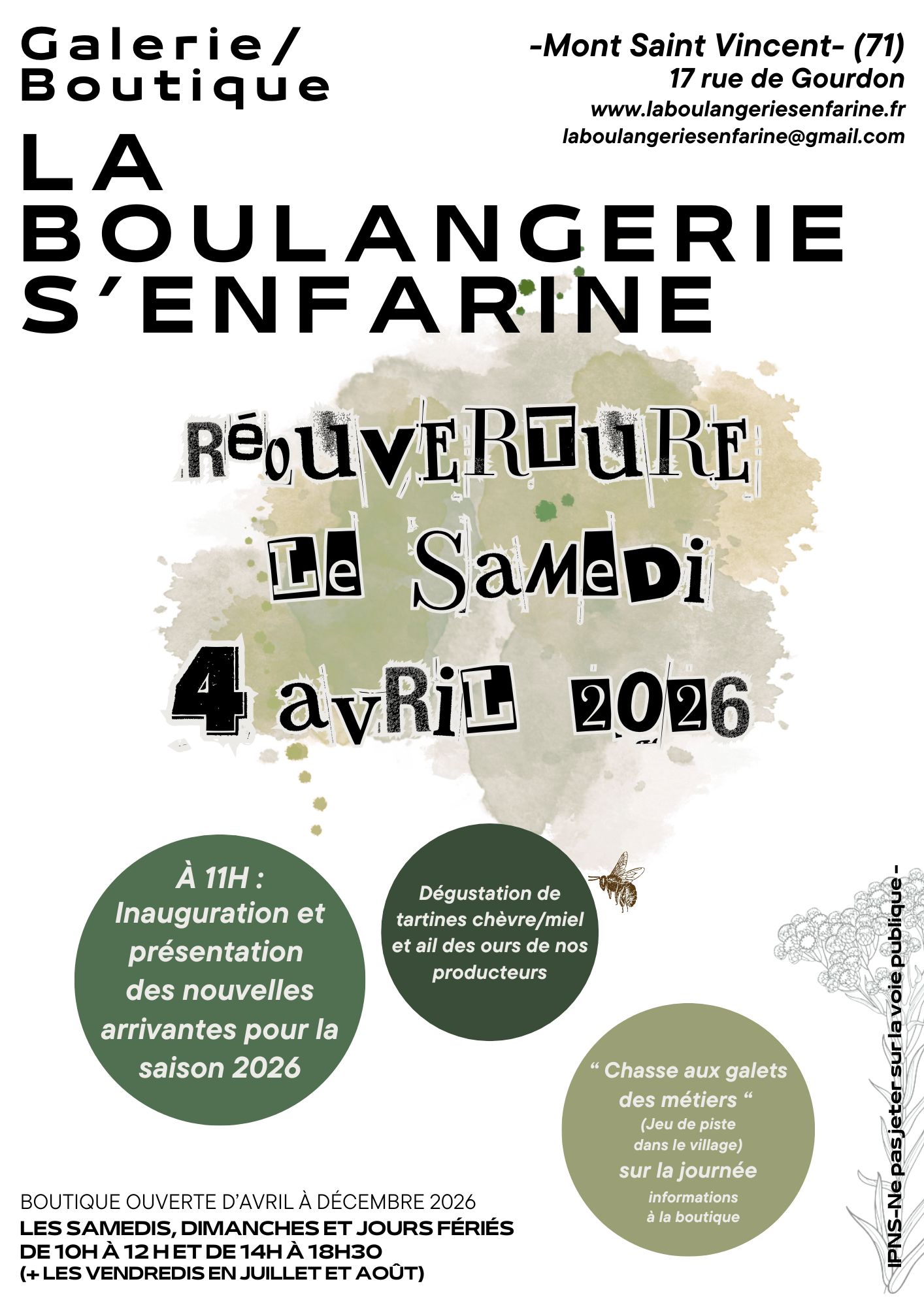 Inauguration de la boutique de la Boulangerie s'enfarine saison 2026