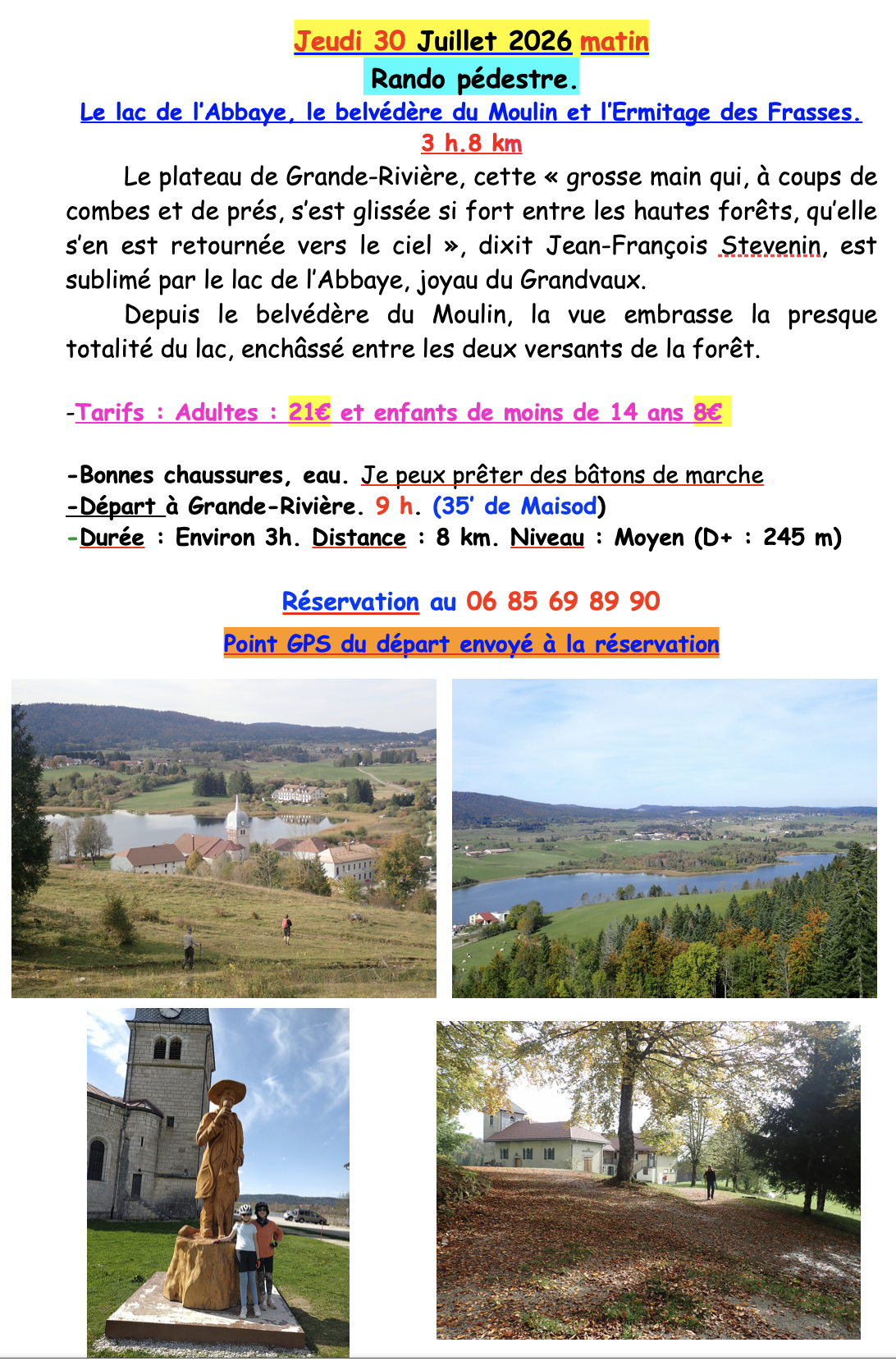 Randonnée le Lac de l'Abbaye, belv du Moulin et Ermitage des Frasses