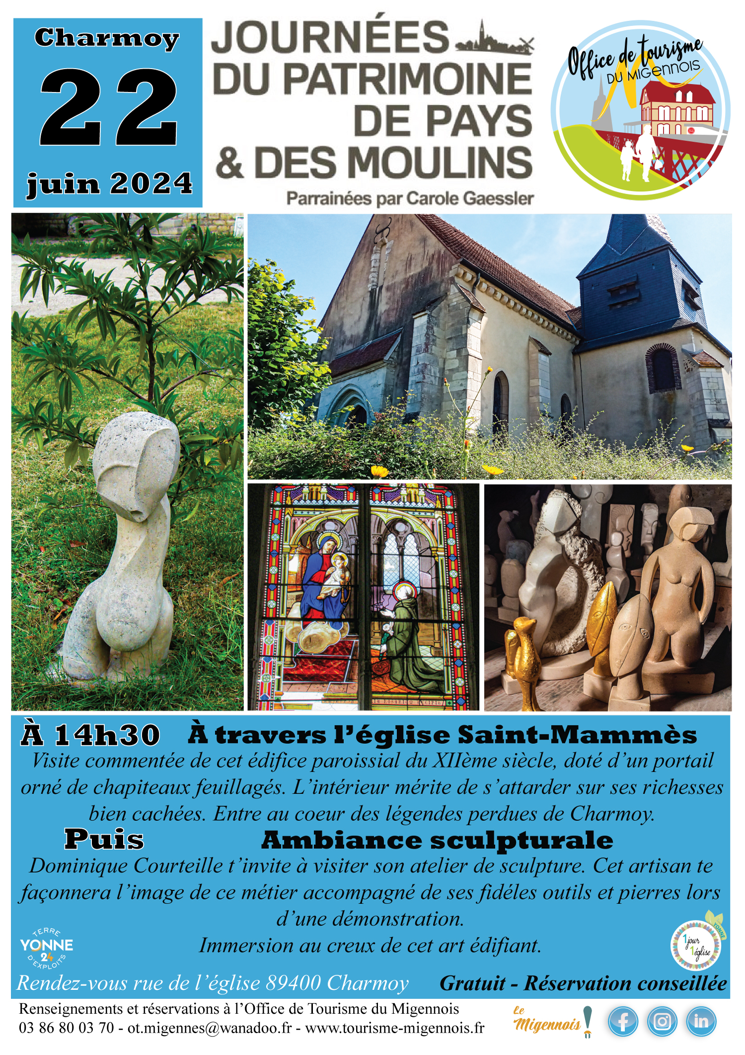 Journées du Patrimoine des Pays et des Moulins 22 juin 2024 Charmoy