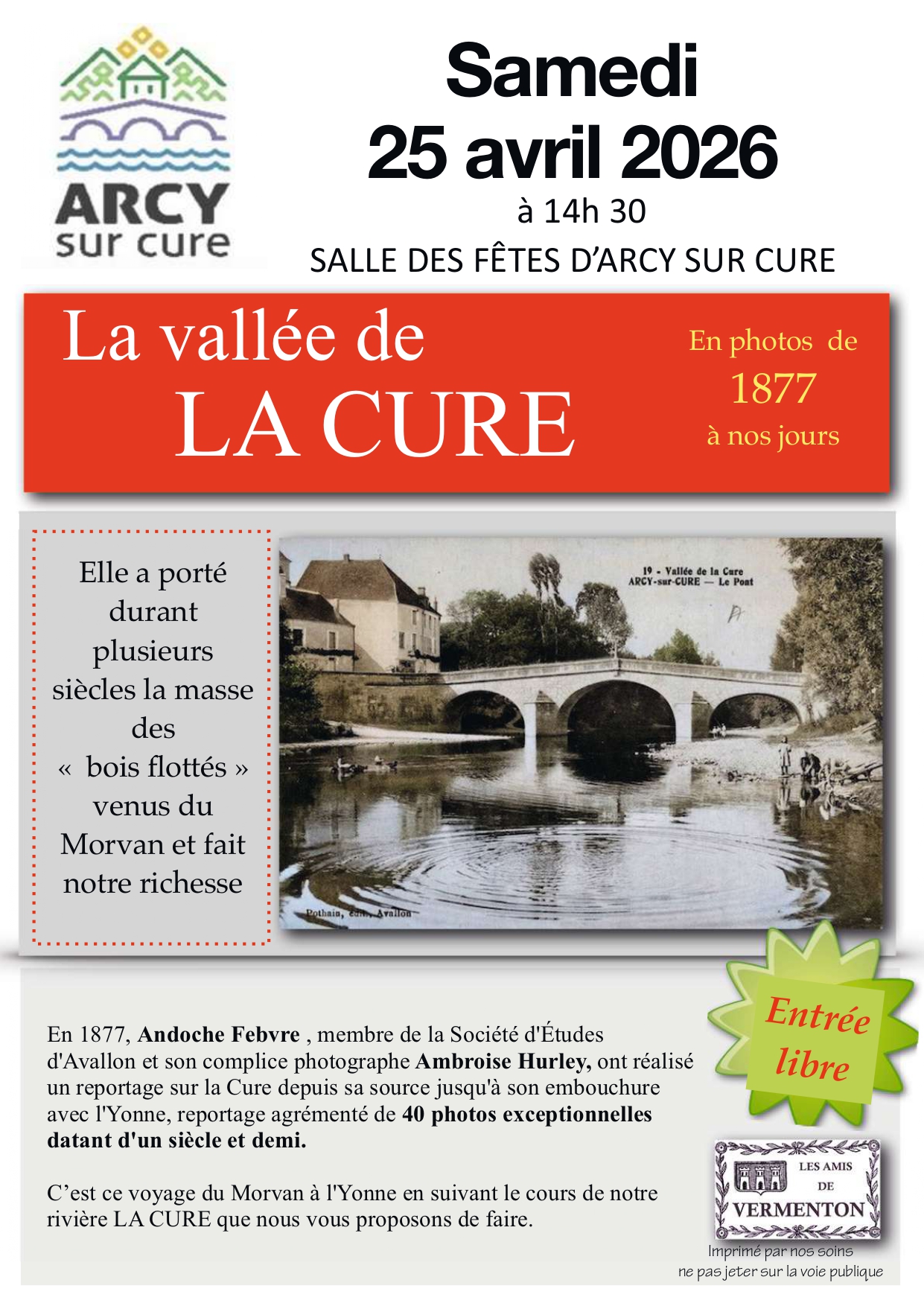 Conférence sur la vallée de la Cure de 1877 à nos jours