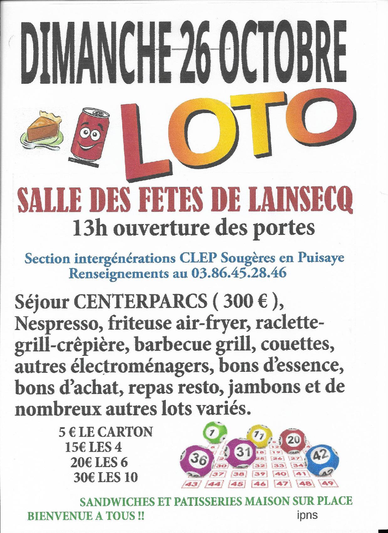 LOTO D'AUTOMNE CLEP DE SOUGERES EN PUISAYE