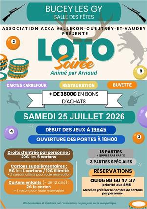 Soirée loto à Bucey lès Gy 