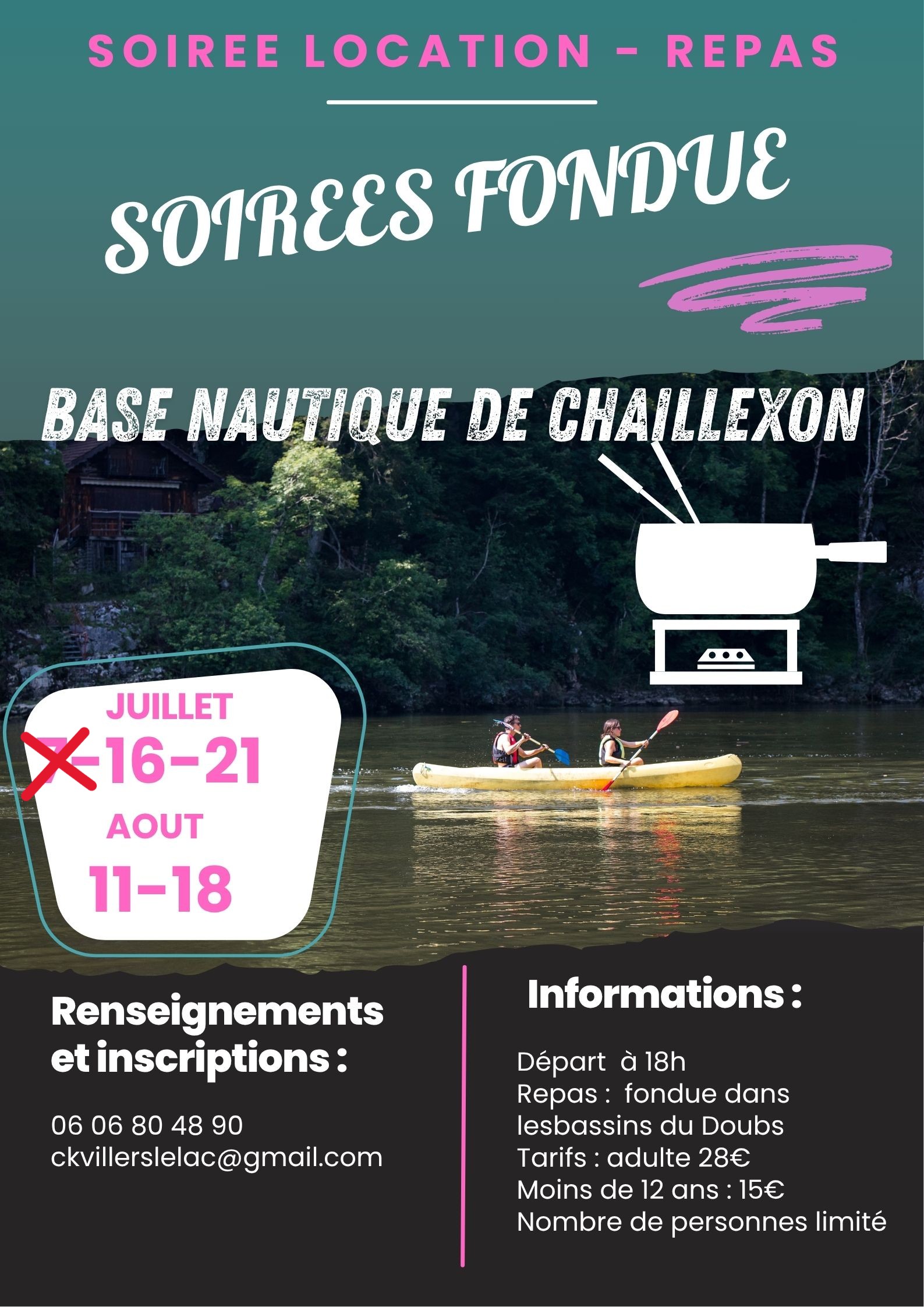 Soirée fondue dans les bassins du Doubs