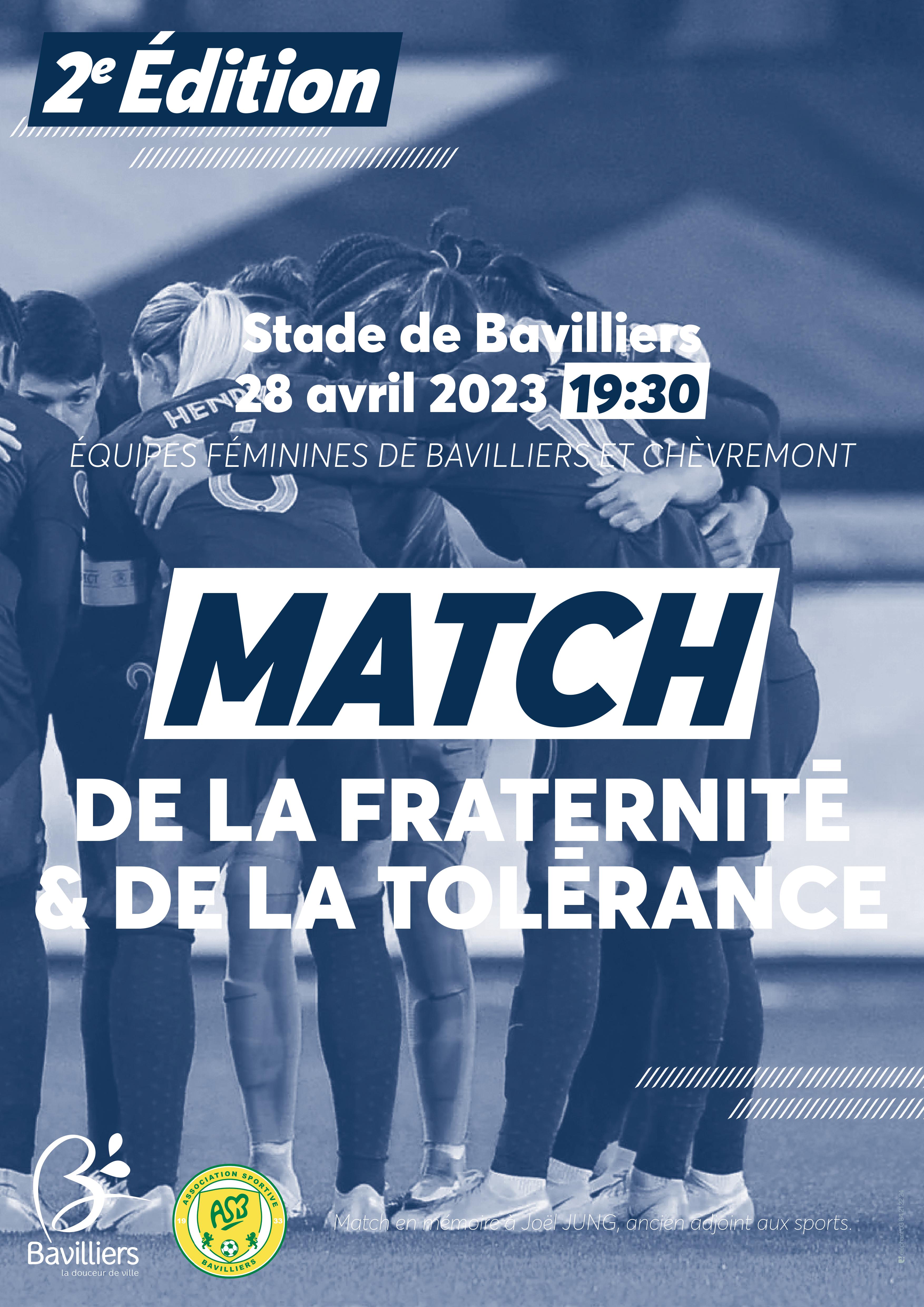 Affiche match de la fraternité et tolérance