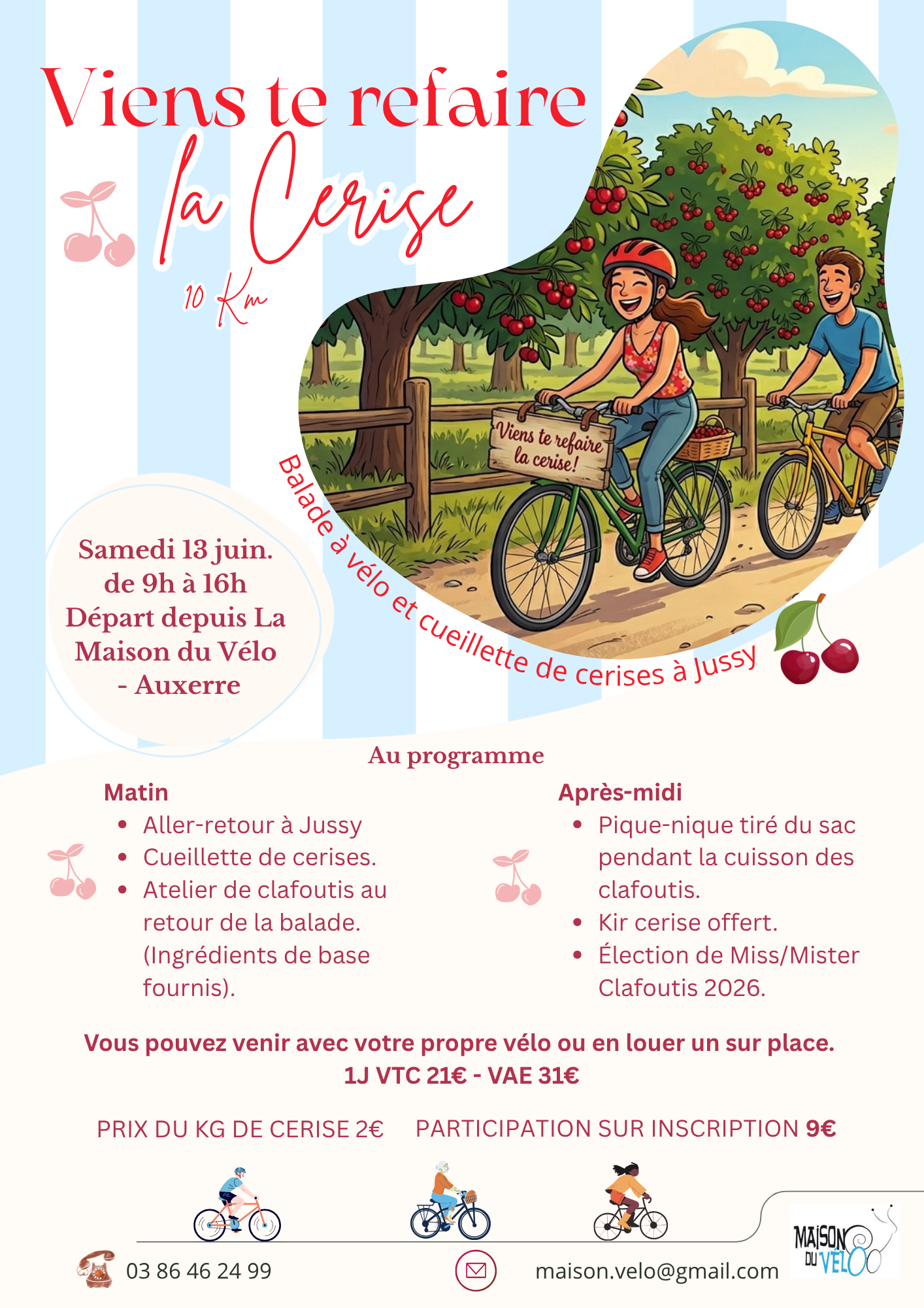 Viens te refaire la cerise! Balade à vélo et cueillette de cerises.