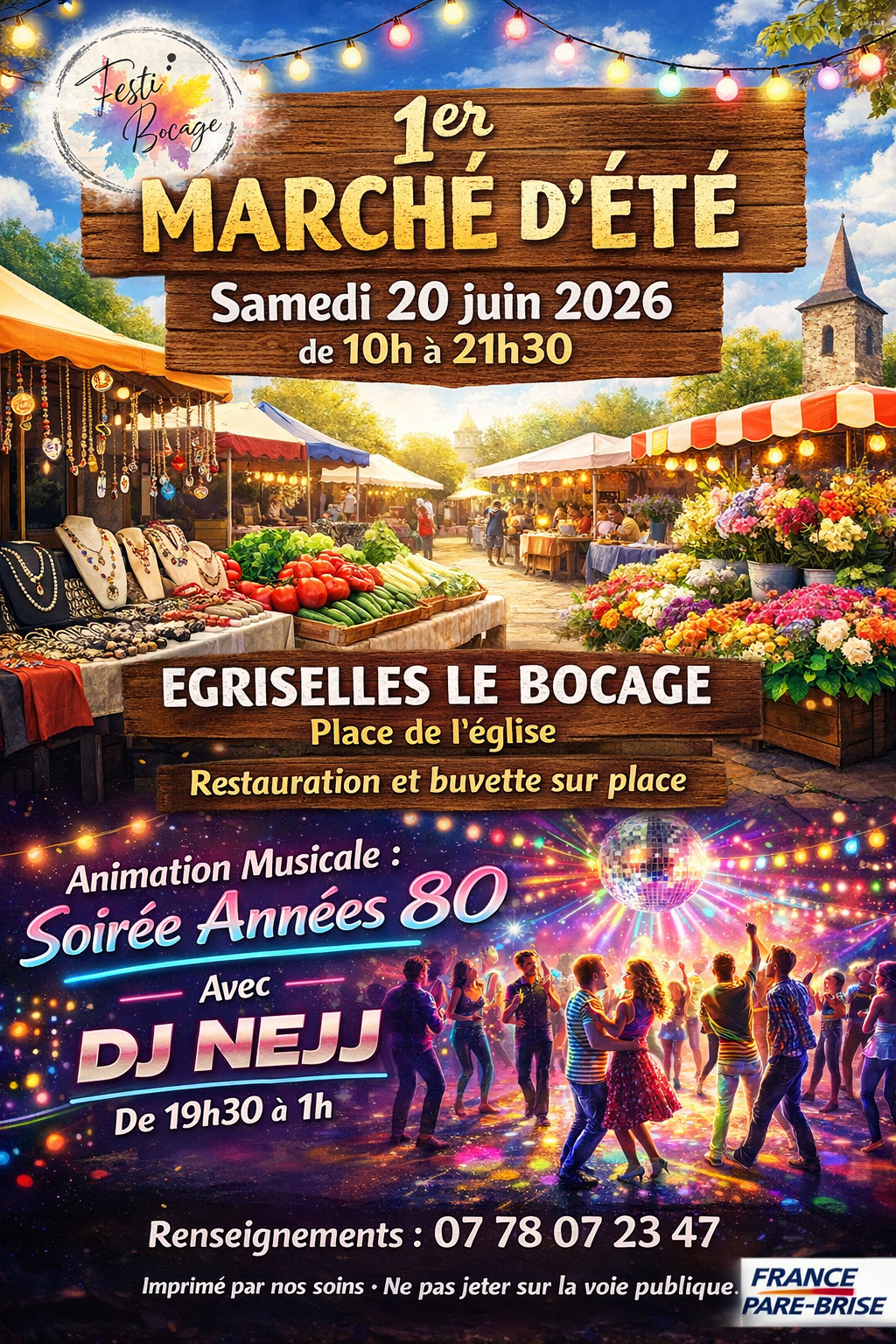 Marché d'été et soirée années 80's — visuel événement