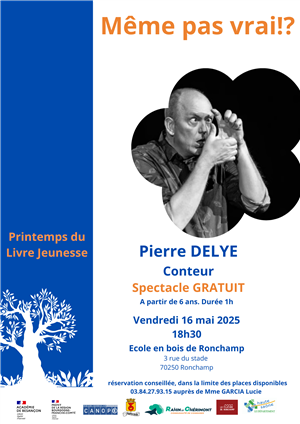 Printemps du Livre Jeunesse - Spectacle gratuit avec Pierre Delye