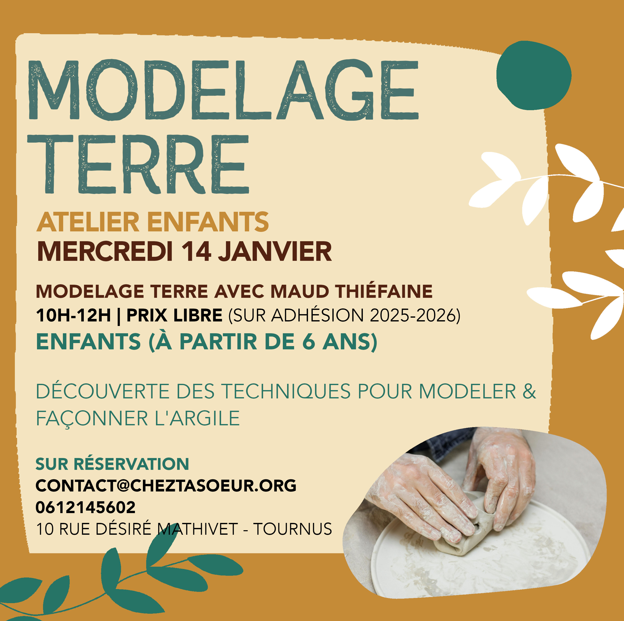 Atelier modelage terre enfants