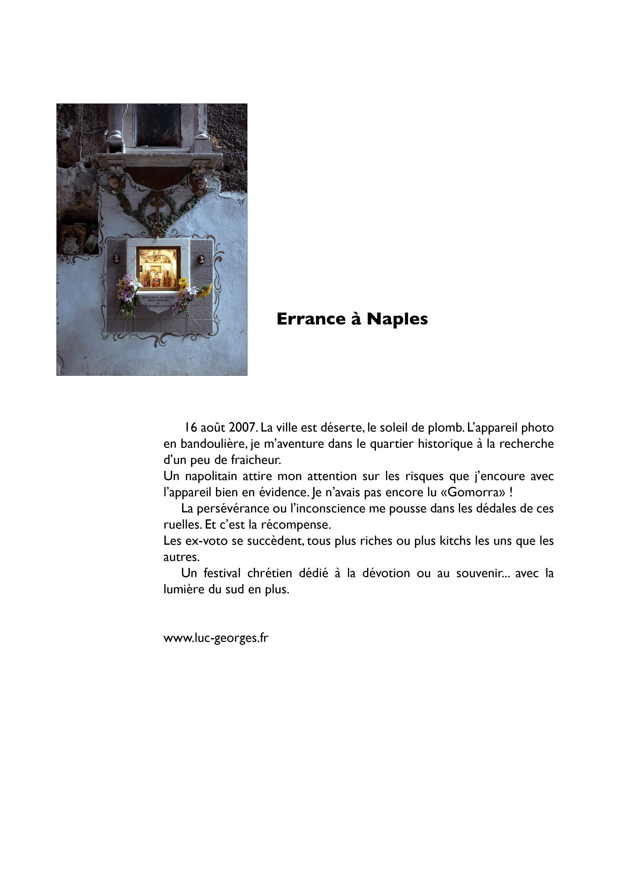 Note d'intention Ex-voto