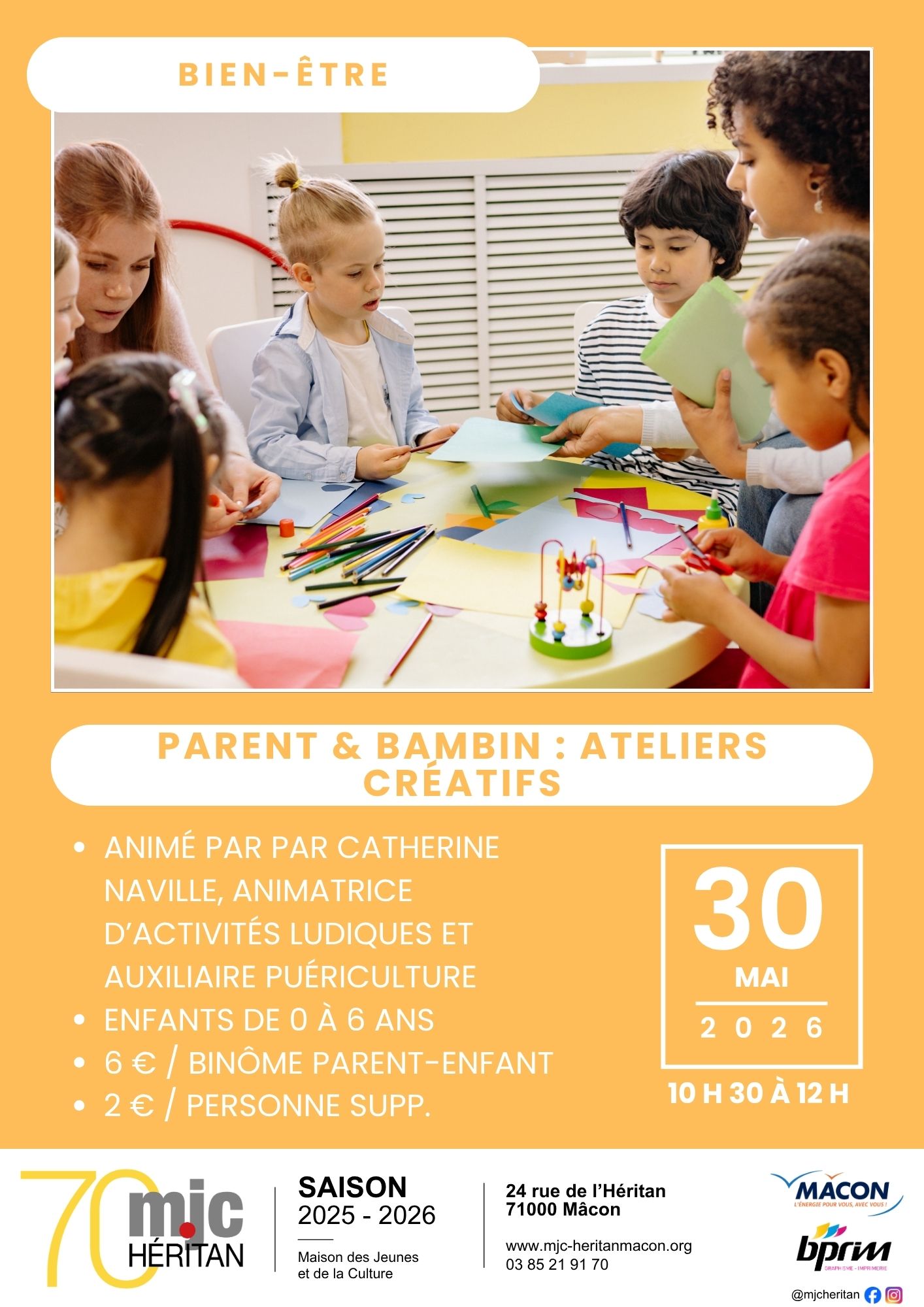 Parent & Bambin : ateliers créatifs 0 / 6 ans