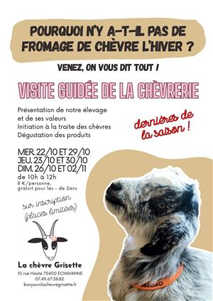 Visite guidée de la chèvrerie "La Chèvre Grisette".