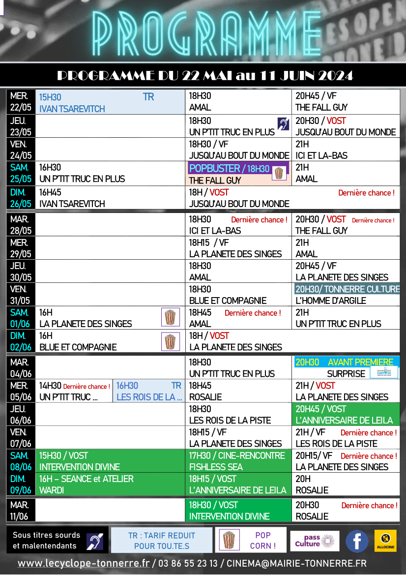 Prog Ciné Tonnerre 22mai-11juin