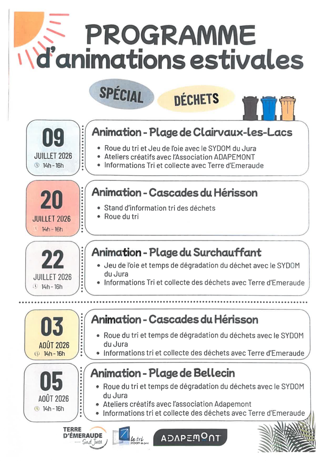Programme d'animations estivales spécial déchets