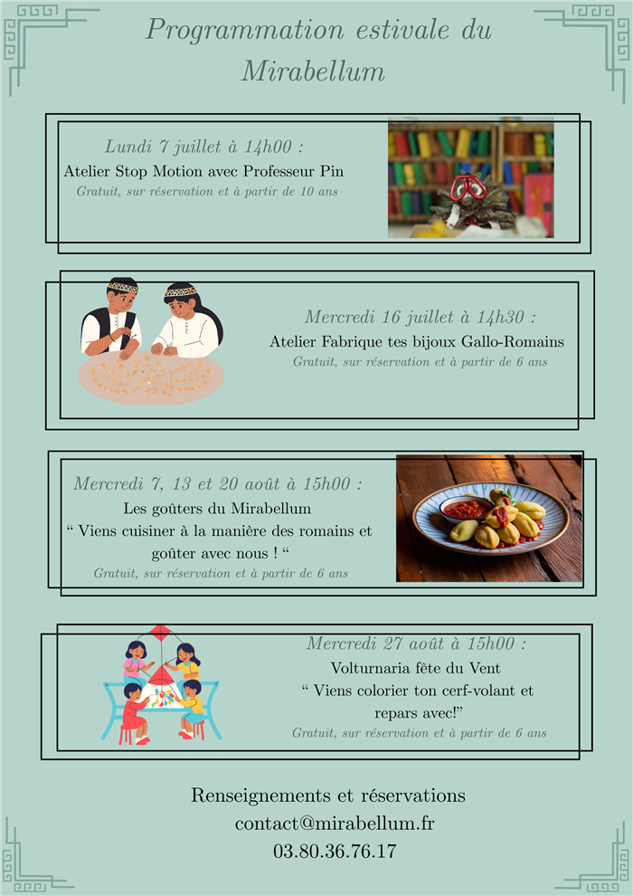 Programmation animations juillet et août 2025