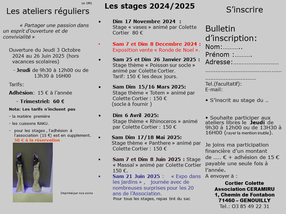 PROGRAMME ANNUEL SAISON 2024/2025