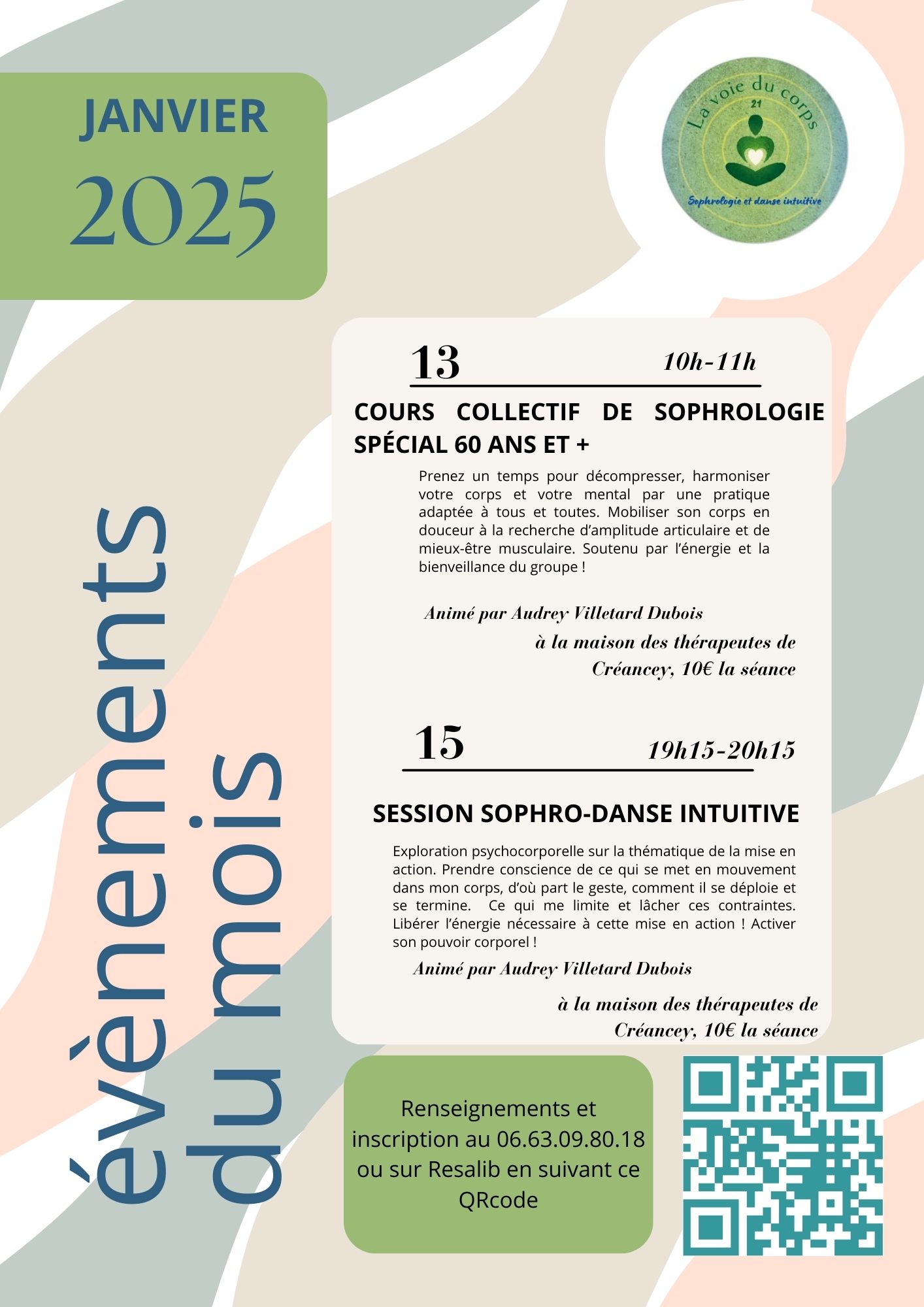 Affiche Poster Programme Évènements du Mois Moderne Organic Beige Pastel - 1