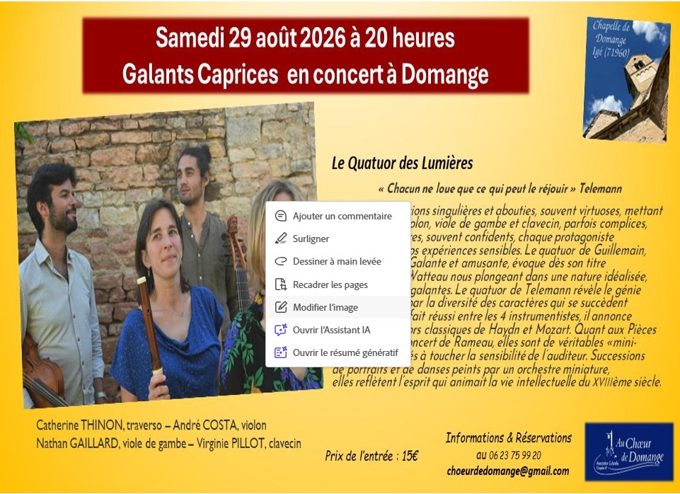 Le Quatuor des Lumières en concert à Igé