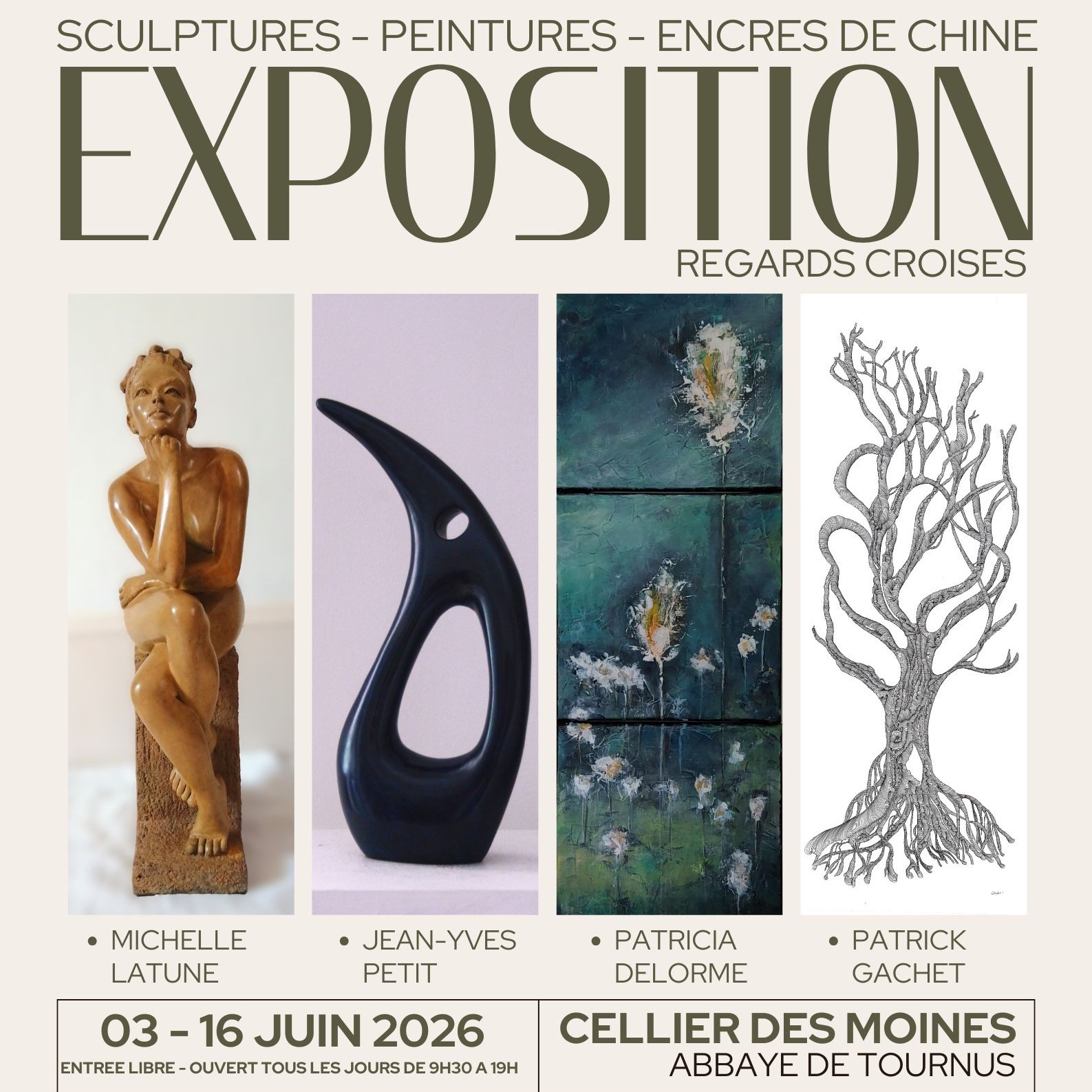 REGARDS CROISES Sculptures Terre/Ciment/Bronze - Peintures - Encres de chine