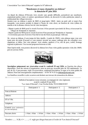 Randonnée et repas champêtre au château 