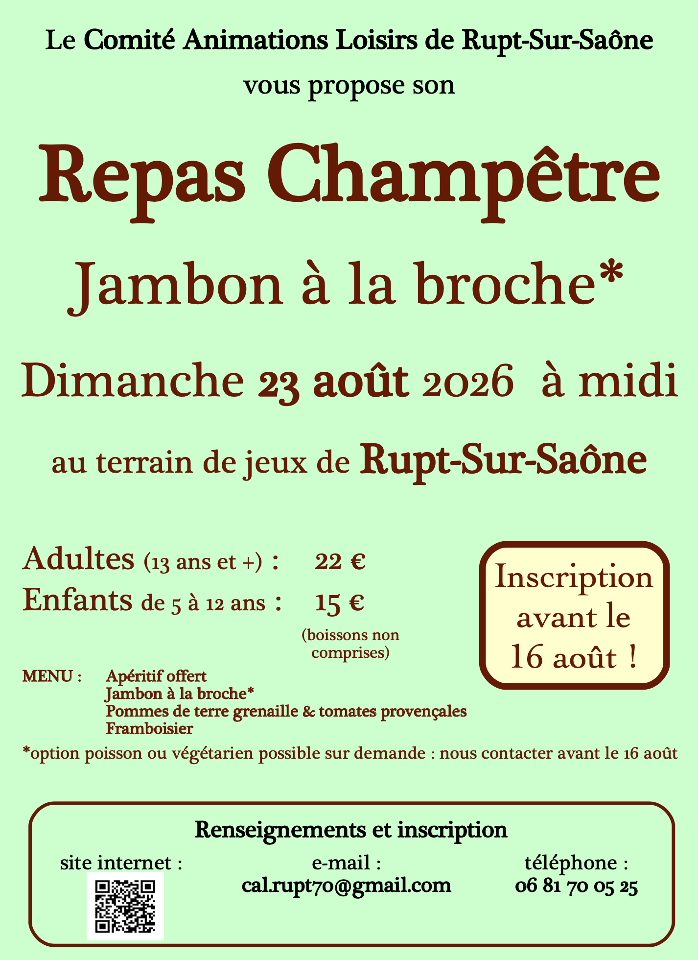 REPAS CHAMPÊTRE à Rupt-Sur-Saône