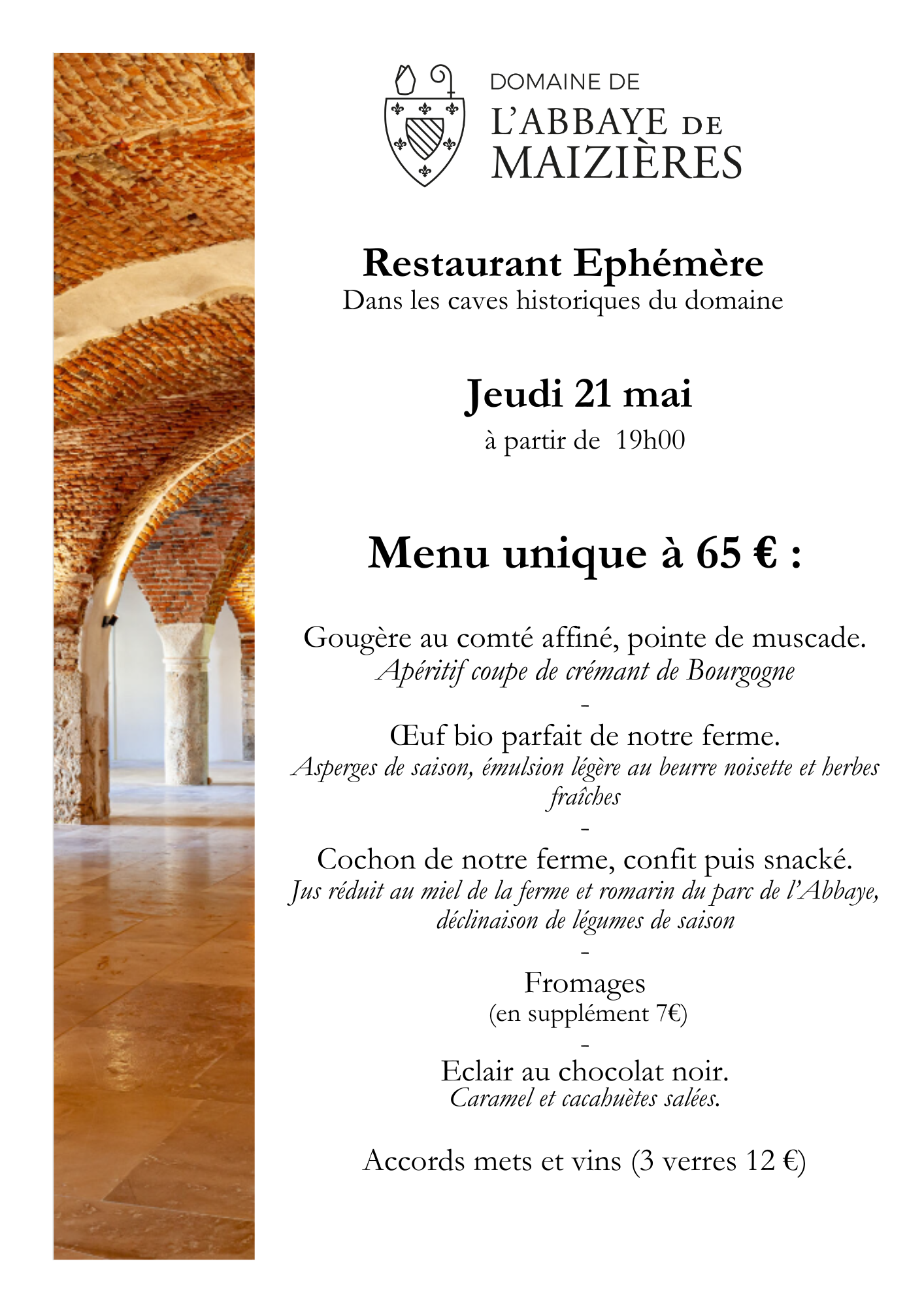 Restaurant Éphémère du Domaine de l'Abbaye de Maizières — visuel événement