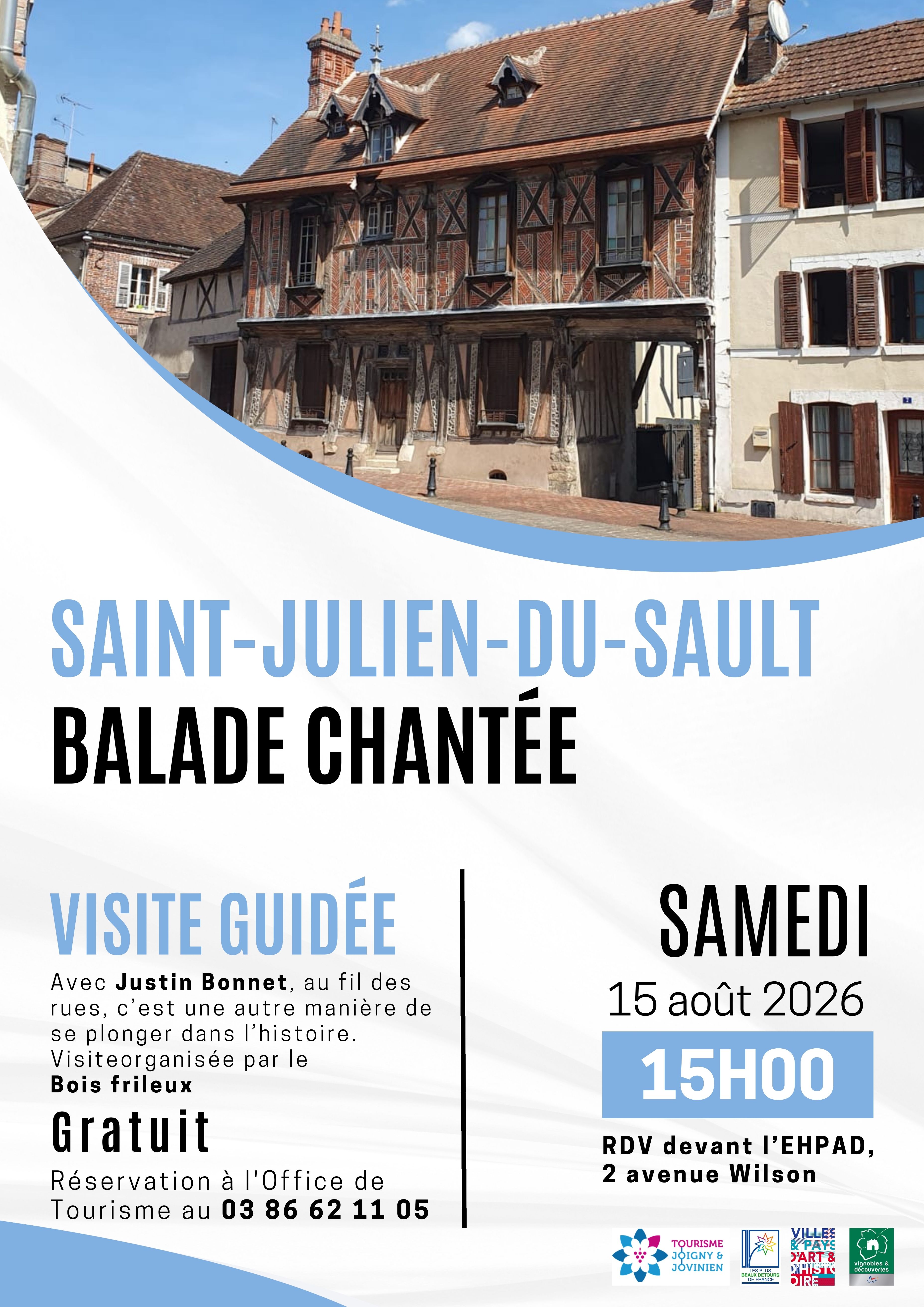Visite guidée  à St-Julien-du-Sault "Balade chantée" — visuel événement