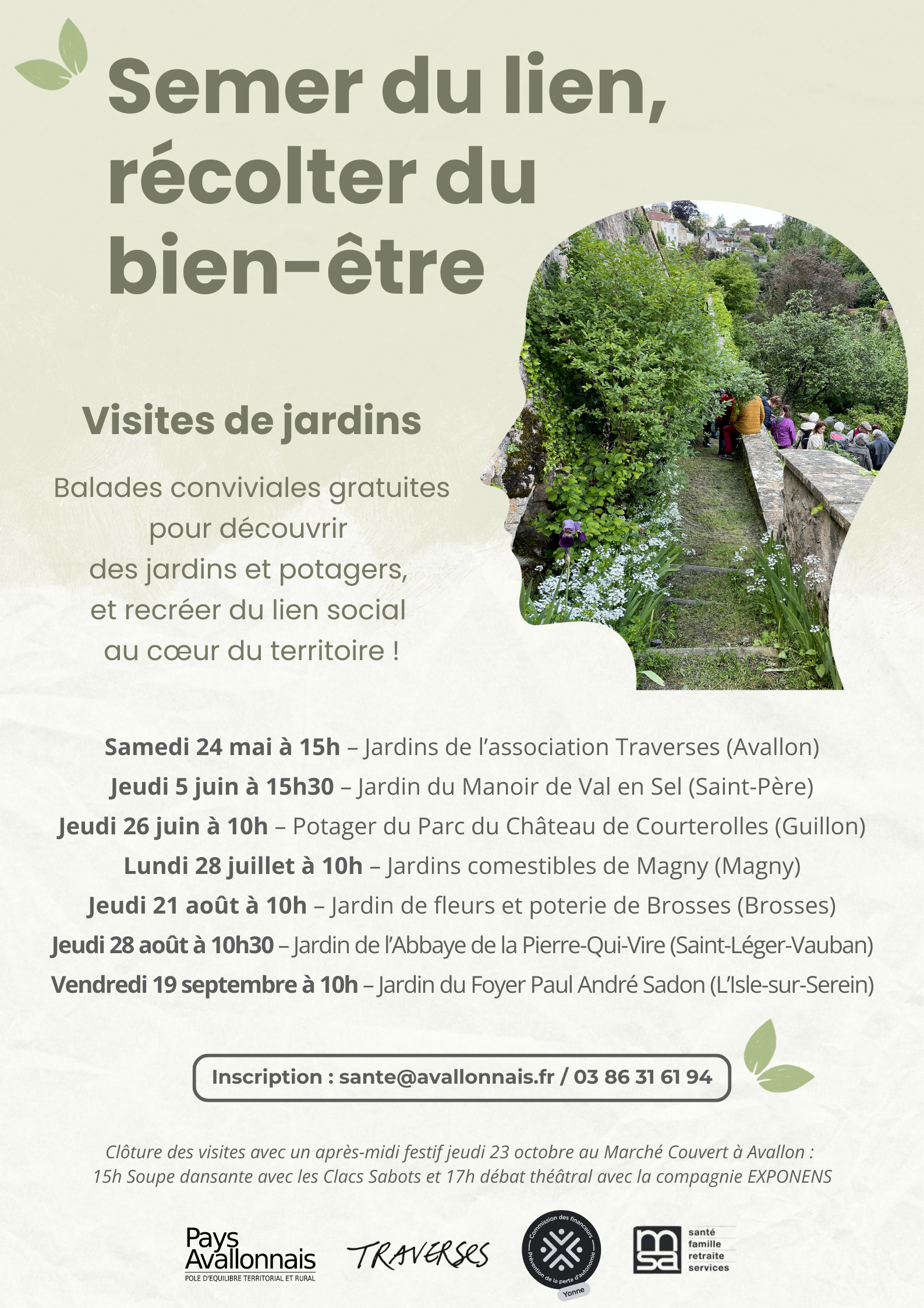 Programmation : Santé mentale & visites jardins 2025