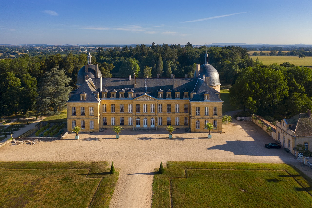 Saône-et-Loire - Château de Digoine - Vue aérienne Façade Sud