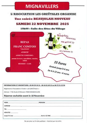 Repas Beaujolais Nouveau