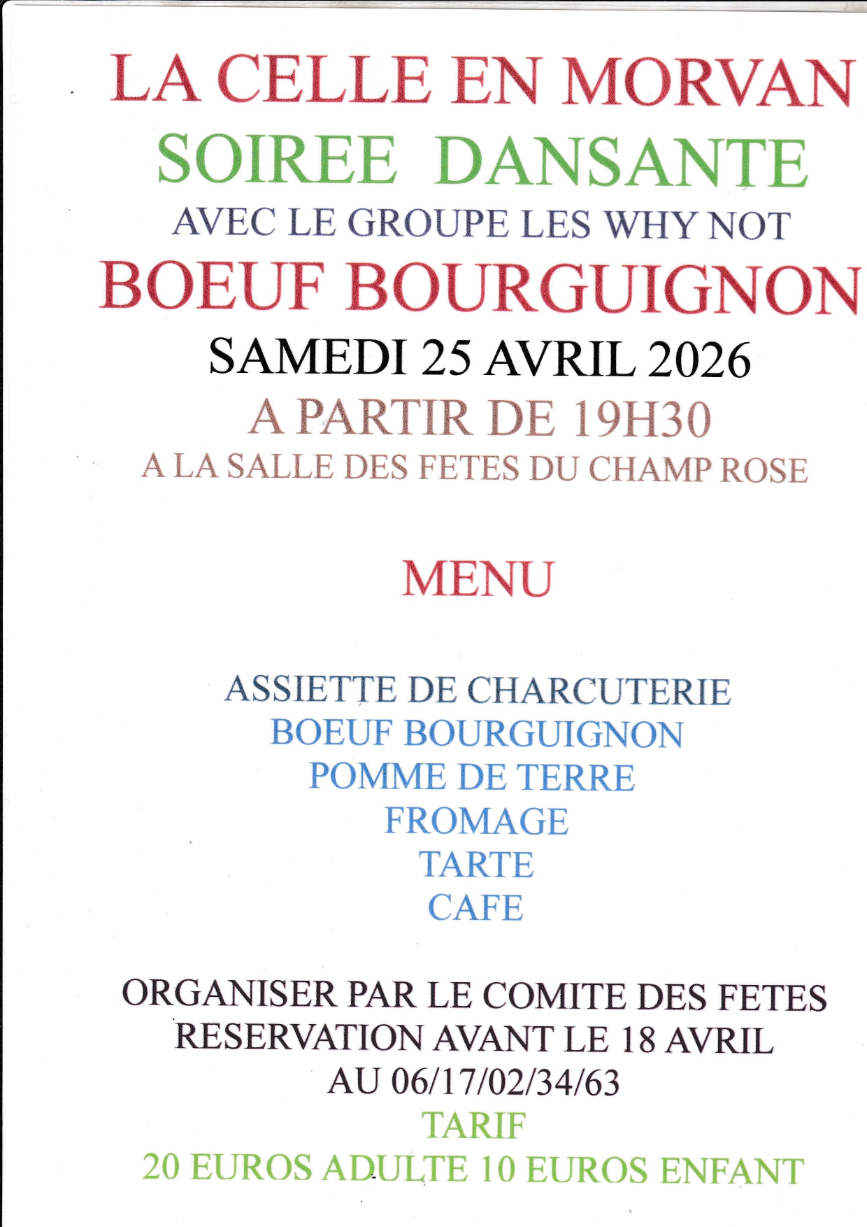 Soirée dansante boeuf bourguignon