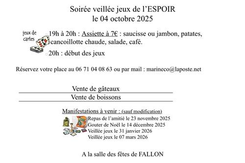 Soirée veillée jeux