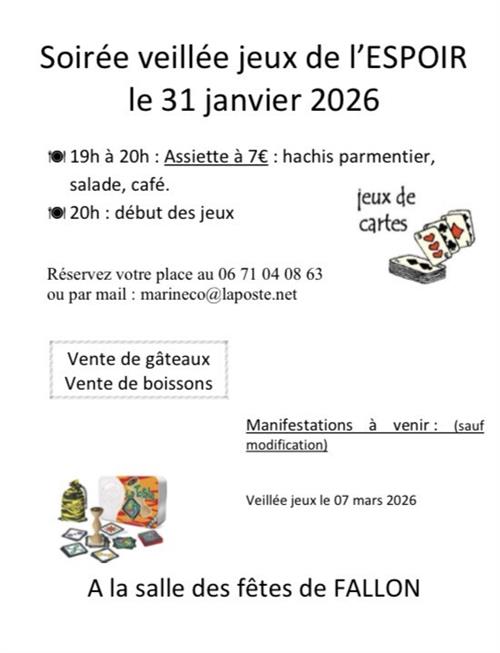 Soir&eacute;e veill&eacute;e jeux