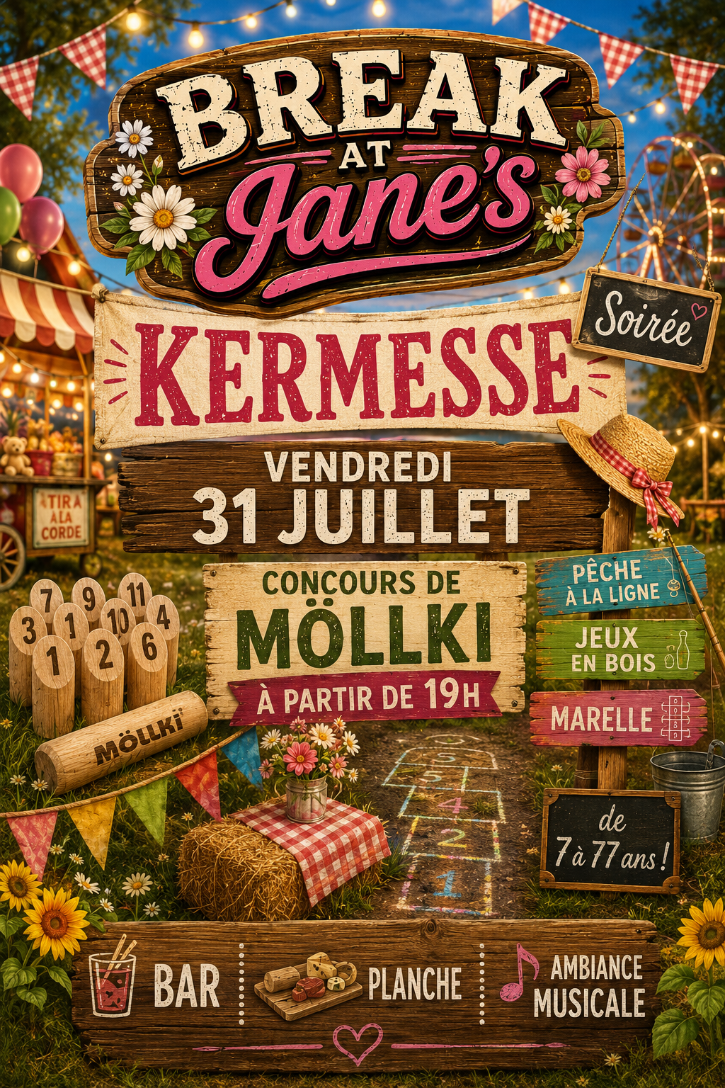 Soirée kermesse au Break at Jane's - 21320 Pouilly en Auxois