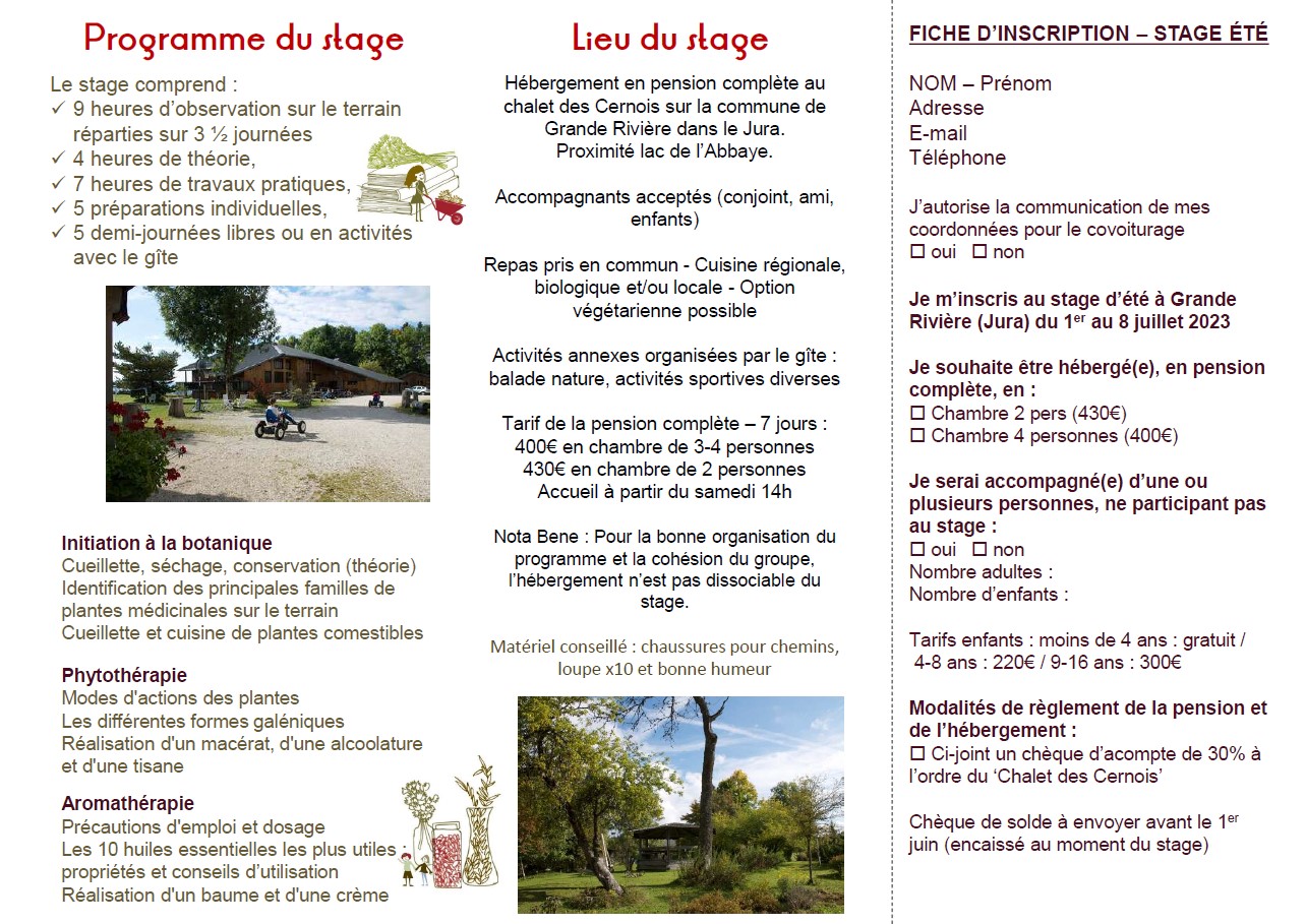 Stage d'herboristerie Les Cernois