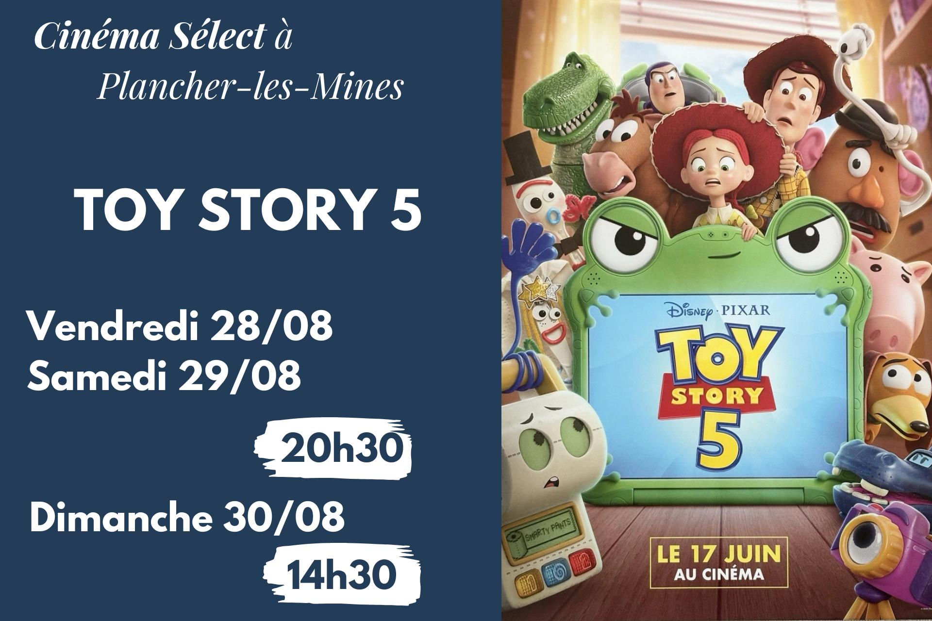 Film "TOY STORY 5" au CINEMA SELECT à PLANCHER-les-MINES
