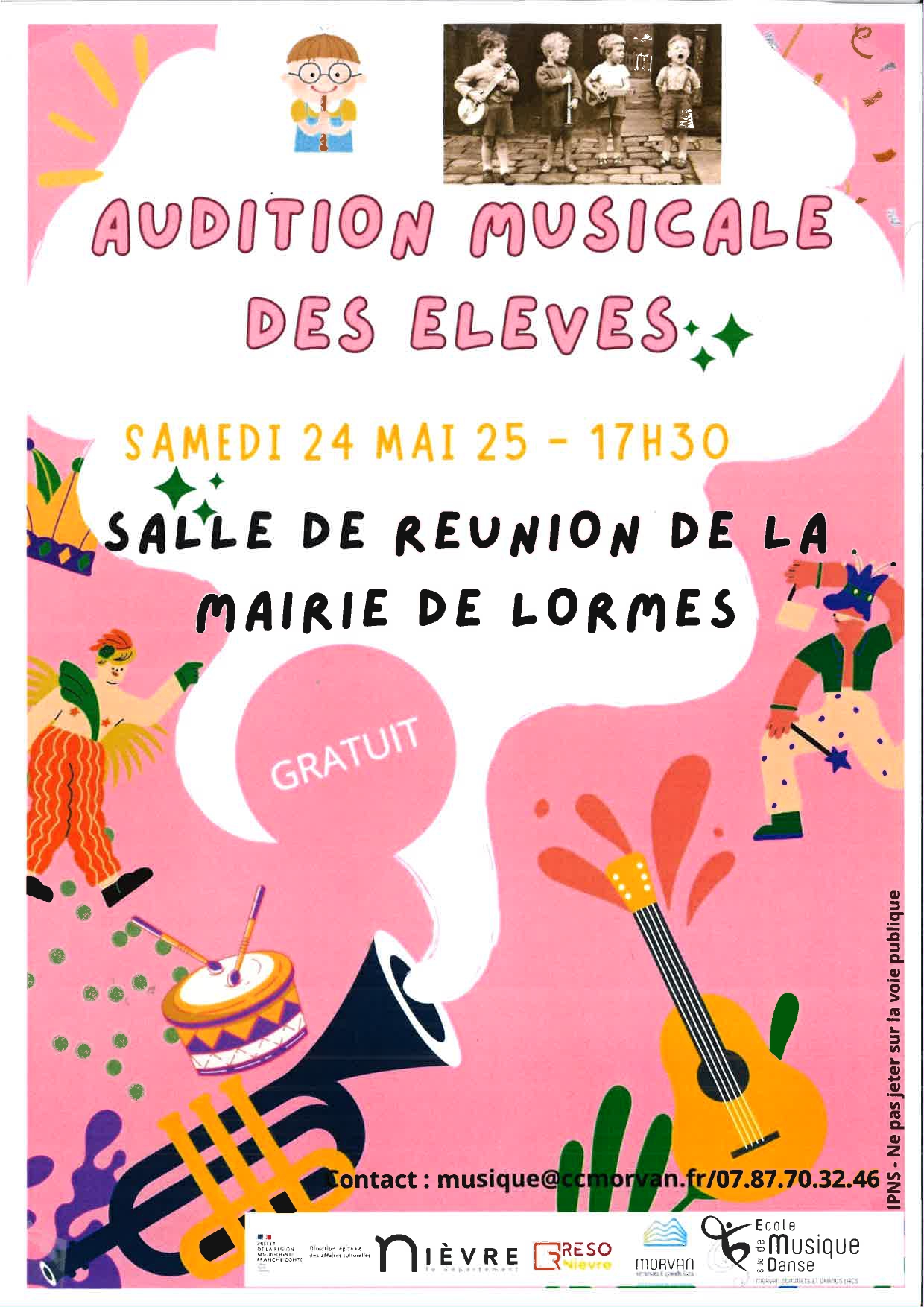 Audition musicale des élèves de l’école de musique