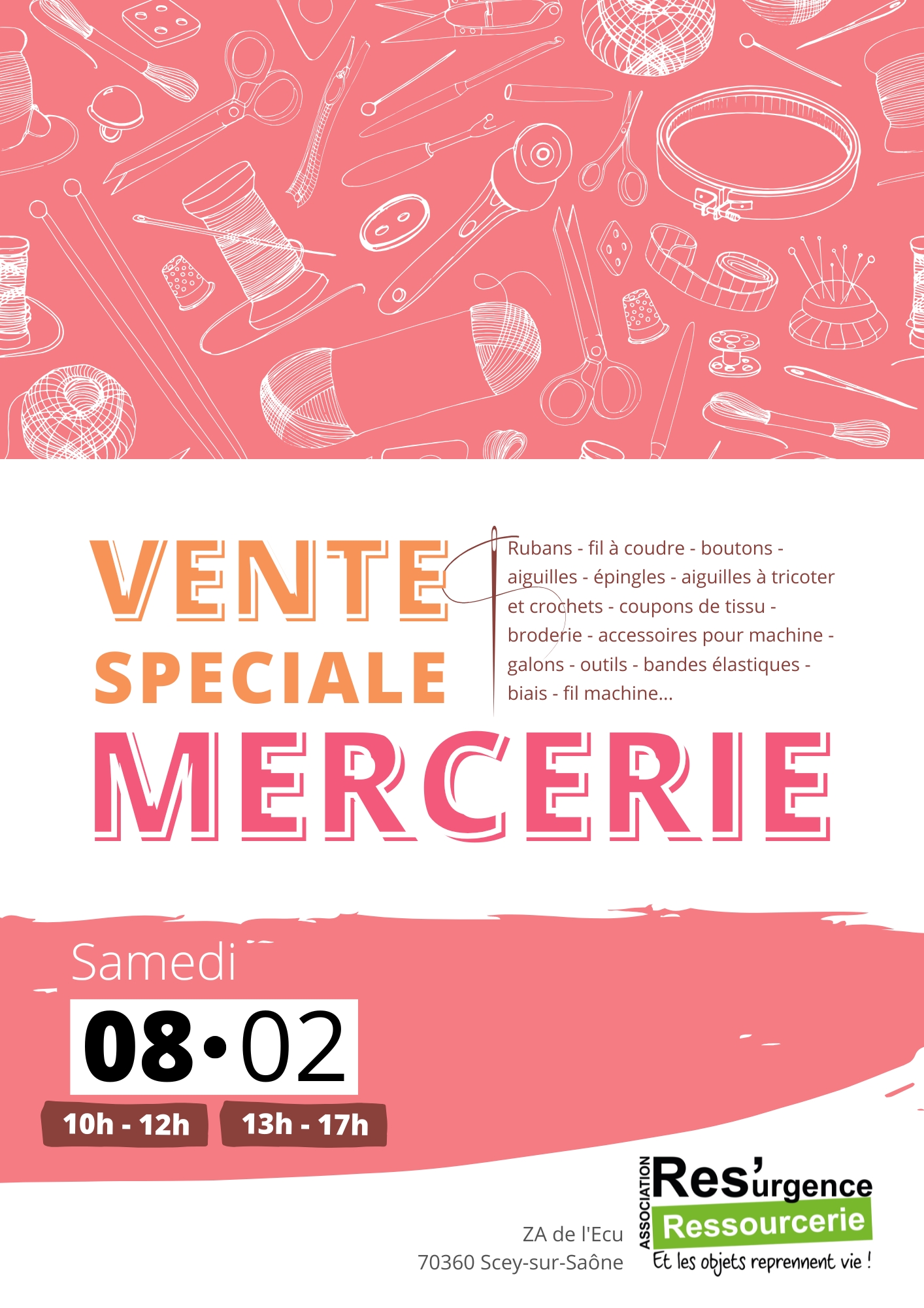 Affiche vente mercerie