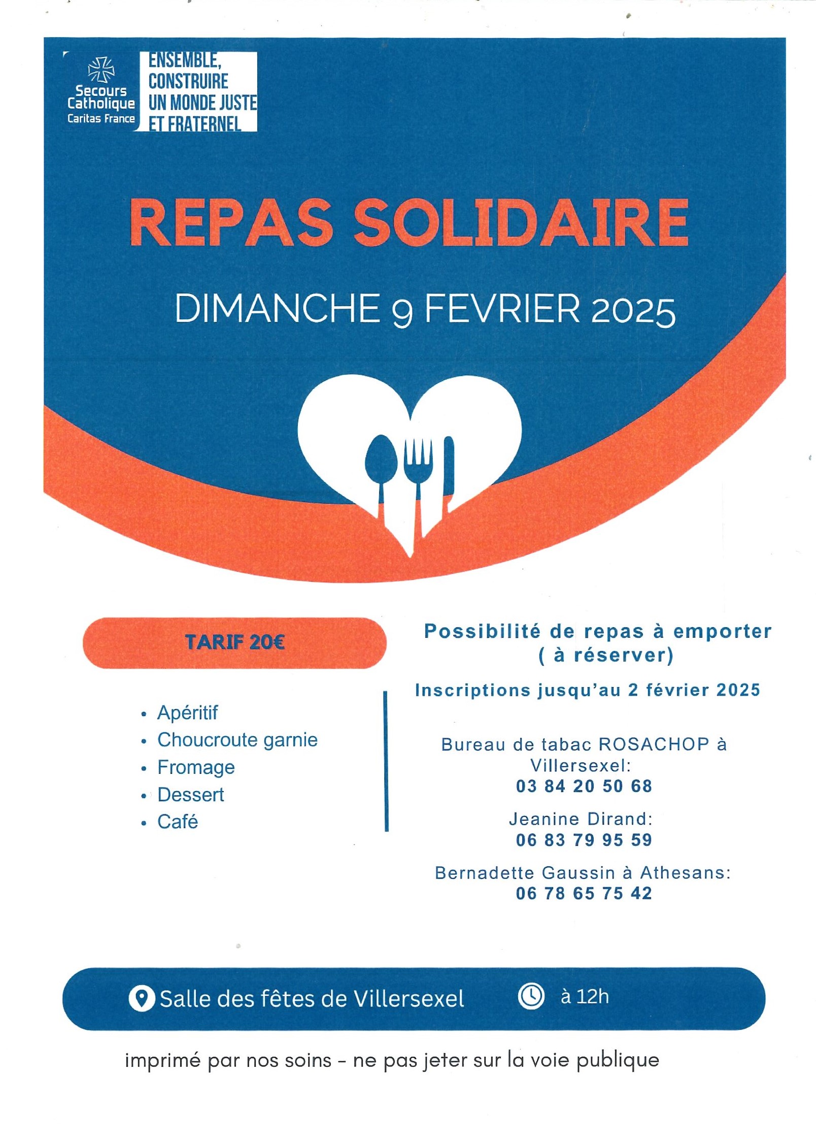 Repas du secours catholique