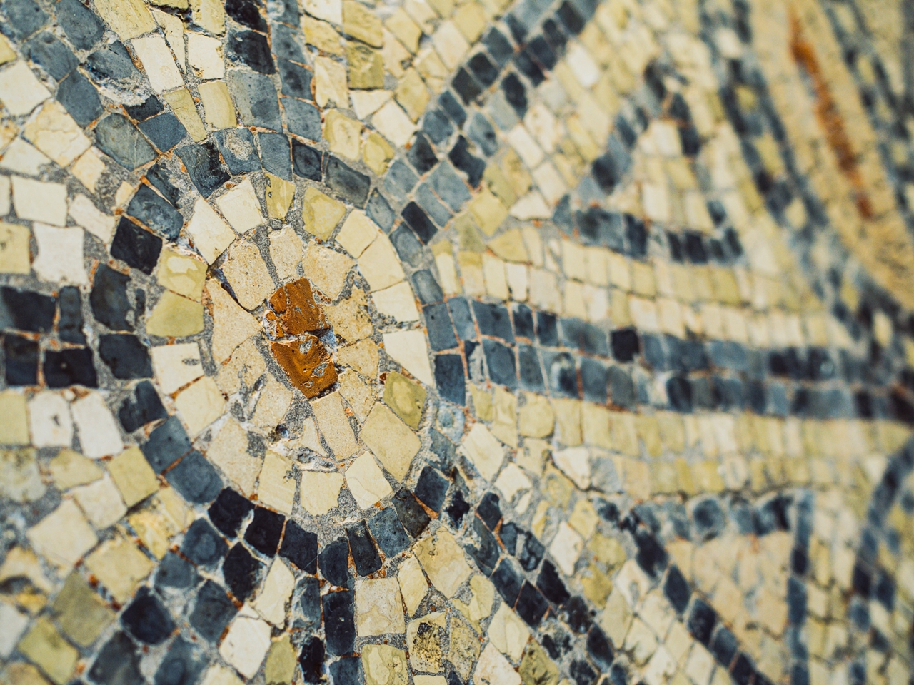 Fragment restauré d'une mosaïque Gallo-Romaine