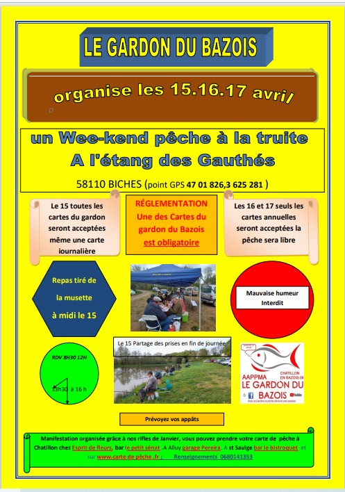 Weekend de peche 15-04 -- 17-04-2023