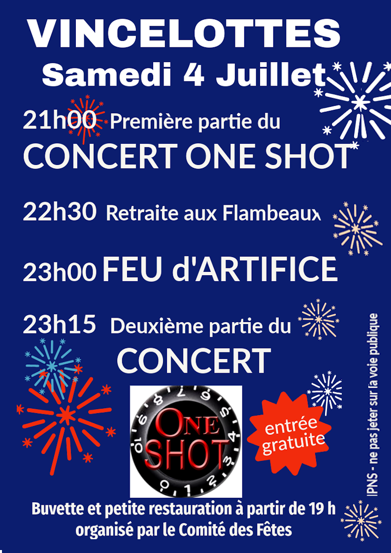 Concert et Feu d'artifice à VINCELOTTES — visuel événement