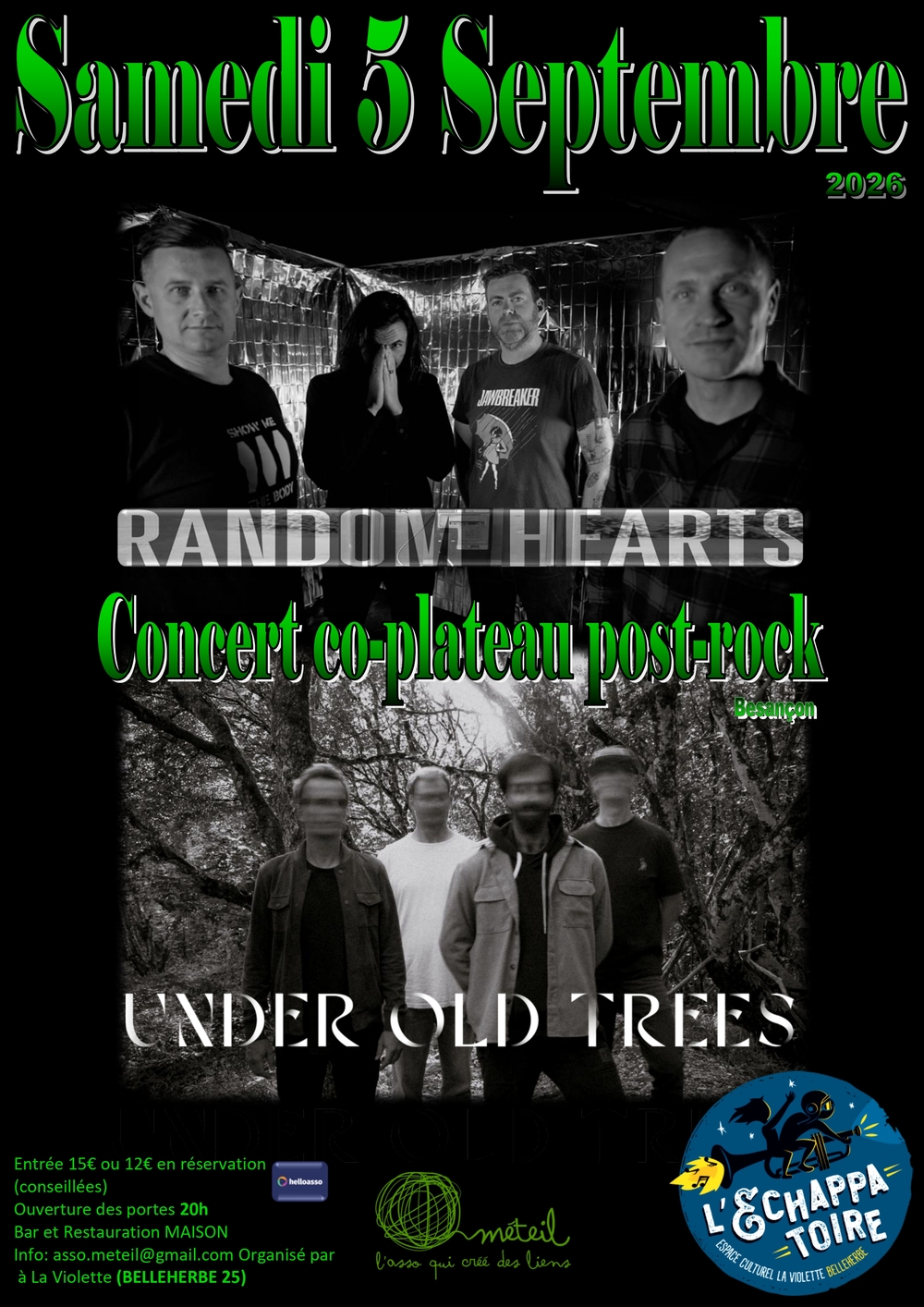 Concert UNDER OLD TREES et RANDOM HEARTS  par Méteil