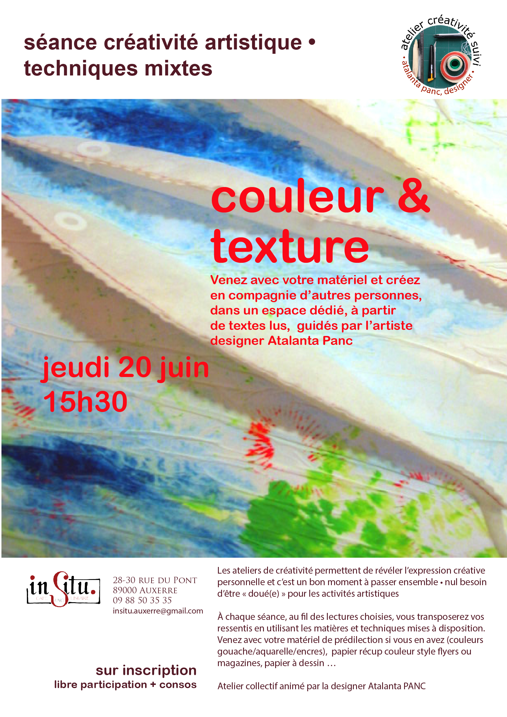 SÉANCE CRÉATIVITÉ ARTISTIQUE COULEUR & TEXTURE