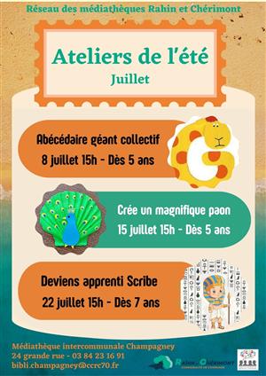 Animation médiathèque - "Ateliers de l'été juillet"