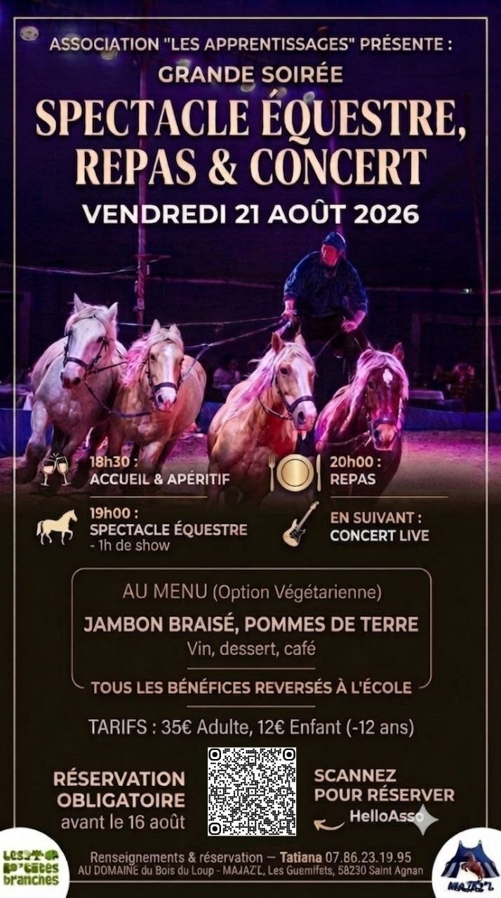 Evenement solidaire : spectacle équestre, repas et concert