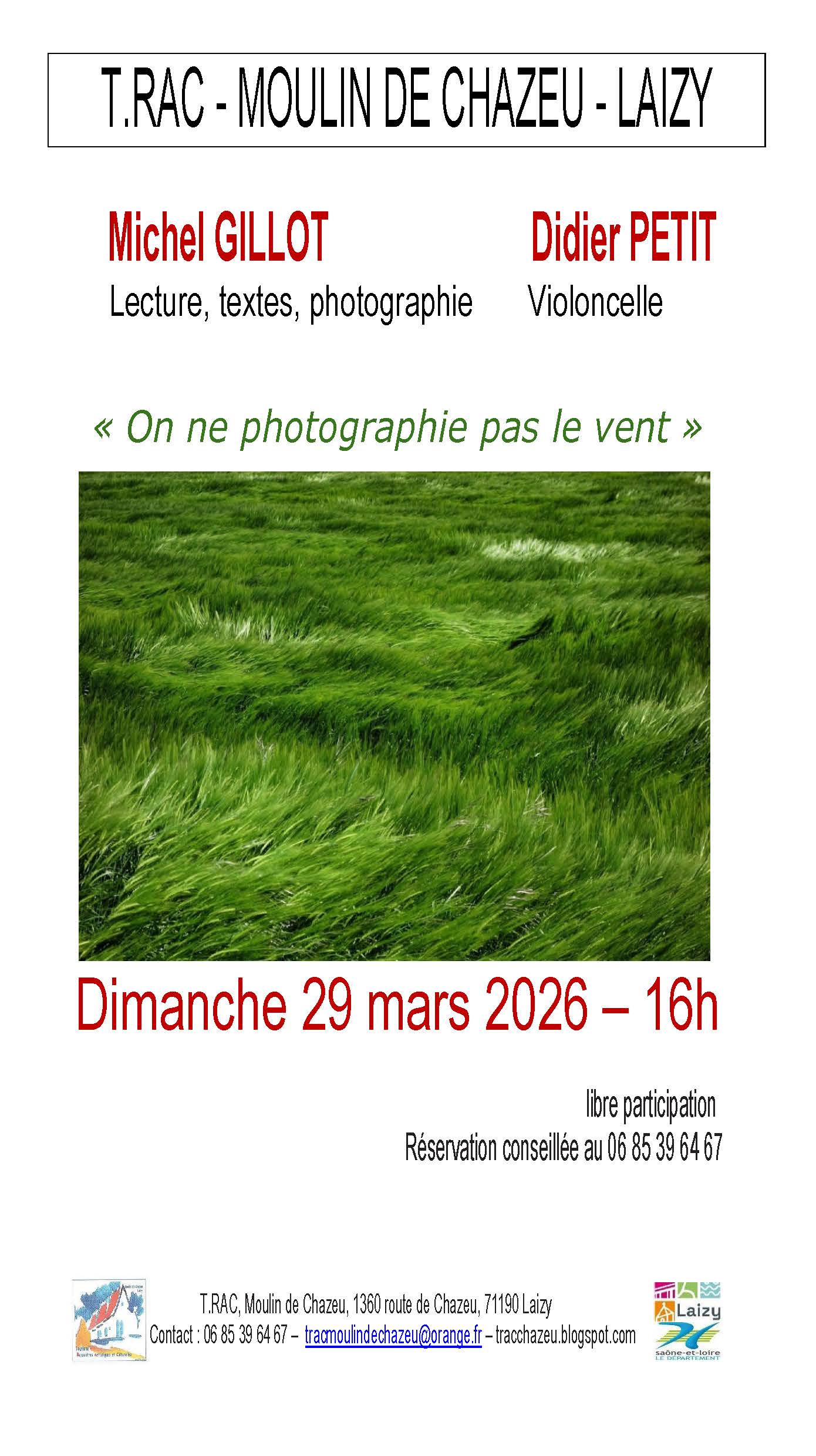 "On ne photographie pas le vent", Lectures musicales avec Michel Gillot et Didier Petit